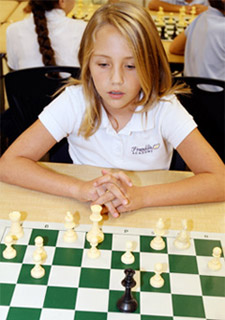 Student playing chess