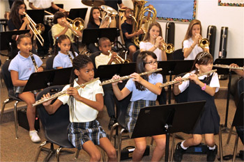 Students in music class